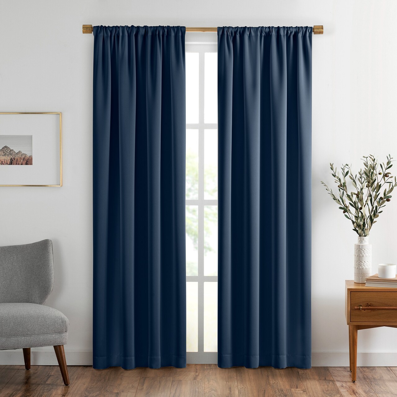SunVeil Vanderbilt Extra Wide Blackout Window Curtain, Navy - 52"W x 95"L